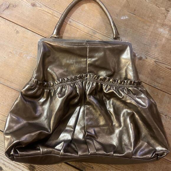 Handbags - Bonita Gold Colored Purse With Snap Closure